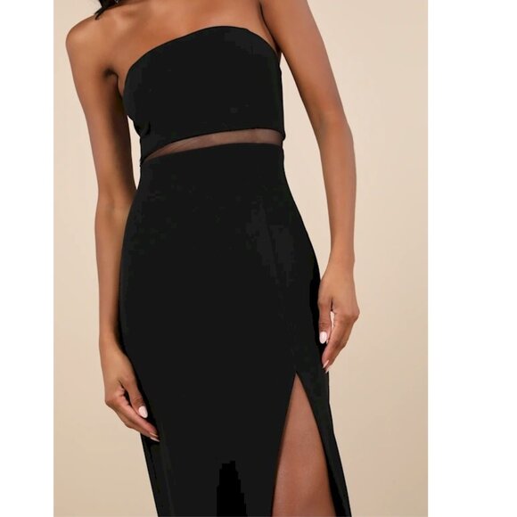 Lulus Enticing Silhouette Black Mesh Strapless Maxi Dress Size Medium NWOT - Picture 3 of 5